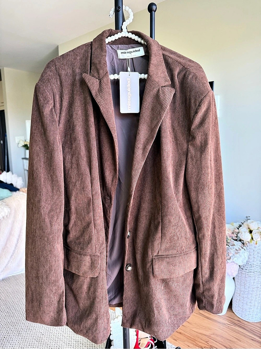 Missguided Corduroy Blazer Jacket Brown NWT